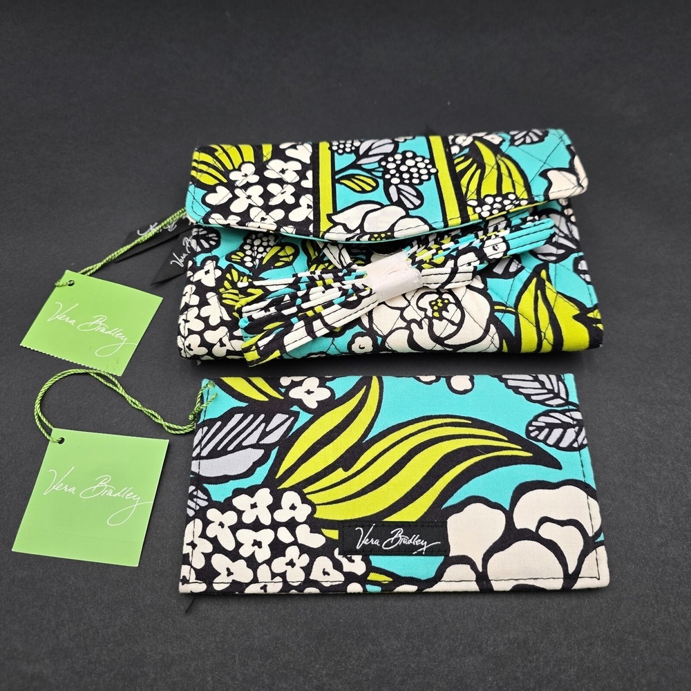 Vera Bradley Strap Wallet Purse and Checkbook Cover Set ISLAND BLOOMS NEW